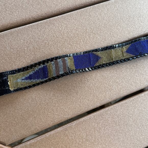 Vintage Black and Blue Beaded Leather Belt Small main image 5